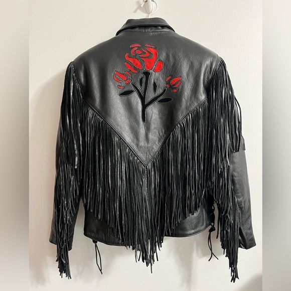 Woman’s Leather Gallery Fringed Motorcycle Biker Jacket size medium - Picture 6 of 14